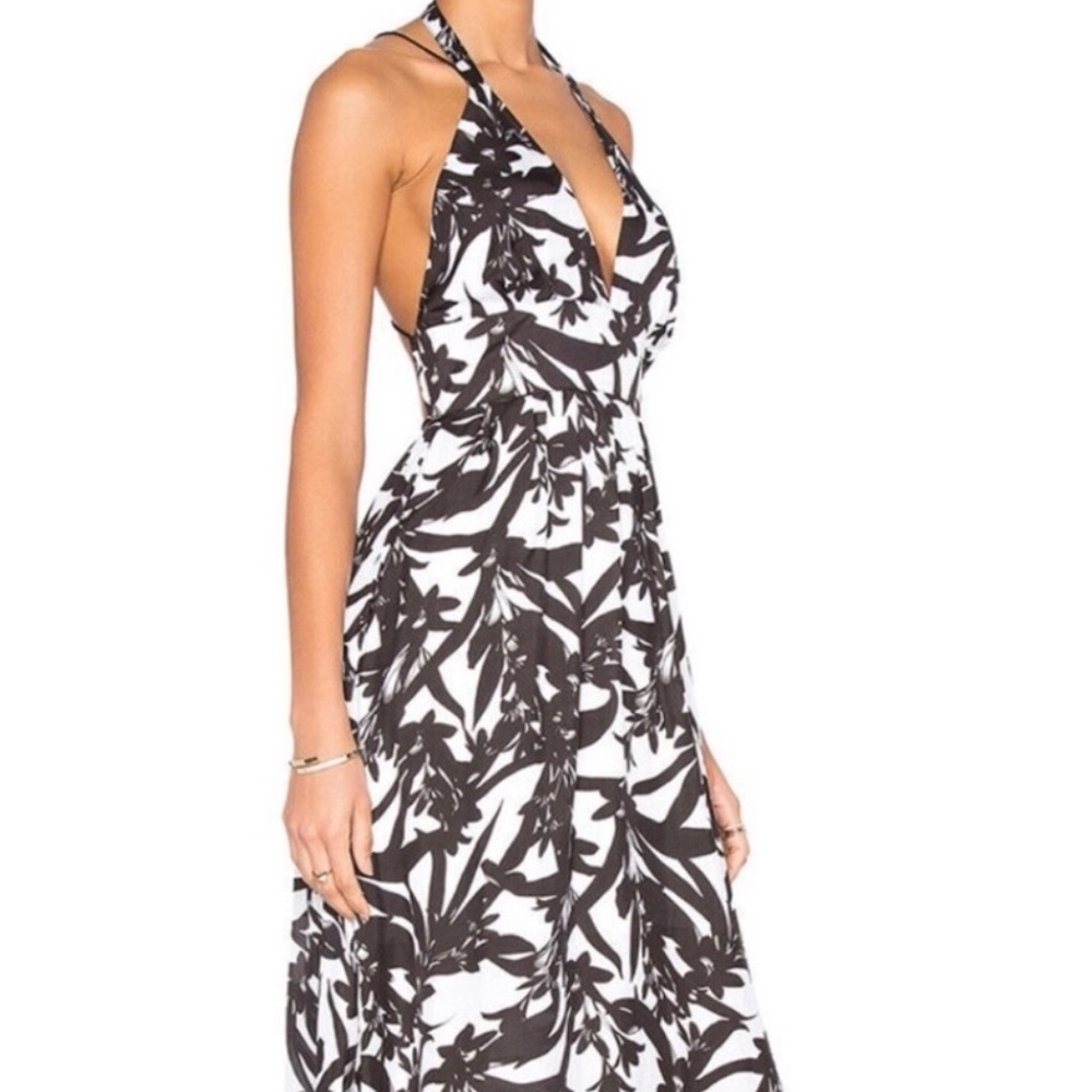 Bb Dakota Larissa lotus printed beaded tie back maxi dress GUC size Small